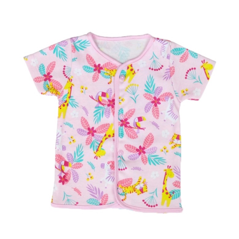 BONBINZOO - Baju Atasan Kancing Depan Anak Bayi Laki Perempuan 0 - 12 Bulan-Baju Pdk Jungle Pink