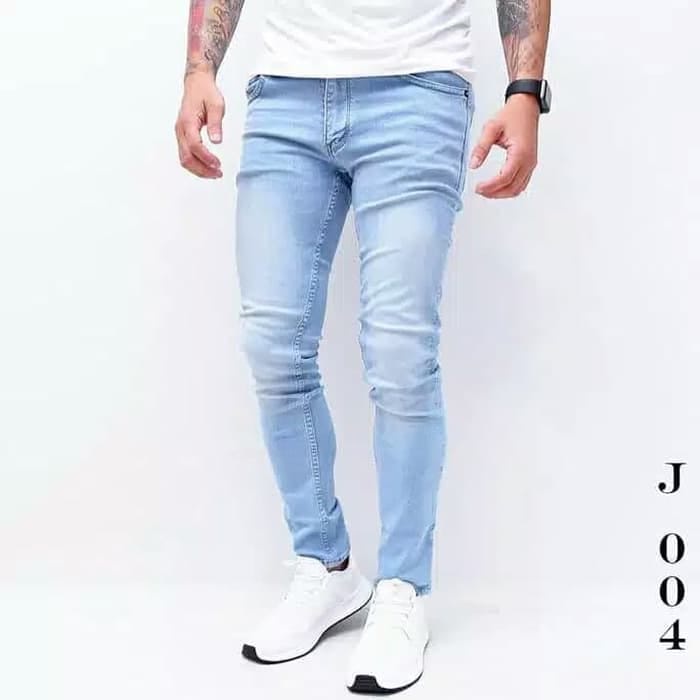 celana jeans pensil slimfit skinny cowok pria biru dongker biru muda hitam pekat diskon cod free ongkir