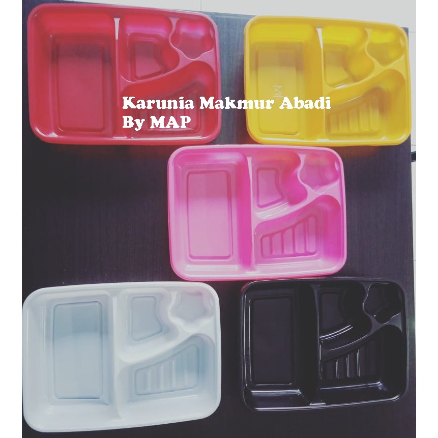 Bento Interpack @50set/ Mika Bento / Tray Bento / Tempat Makan Plastik / Wadah Makan Plastik