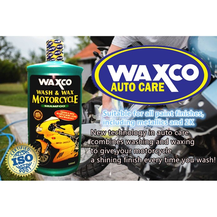 Waxco Wash &amp; Wax Motorcycle Shampoo 500 ml Sampo Cuci Motor Mobil