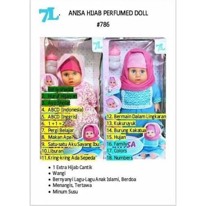 MAINAN BONEKA ANISA HIJAB PINTAR BISA NANGIS NGAJI