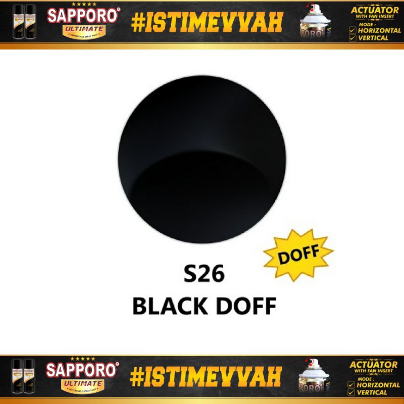 sapporo ultimate hitam  black doff S26 400ml cat semprot spray paint