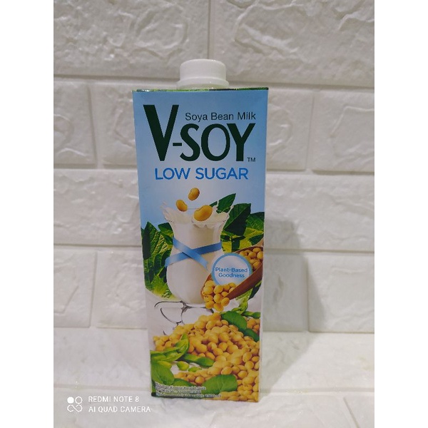 

V-soy Susu Kedelai Original Rendah Gula Soya Bean Milk Low Sugar 1Liter