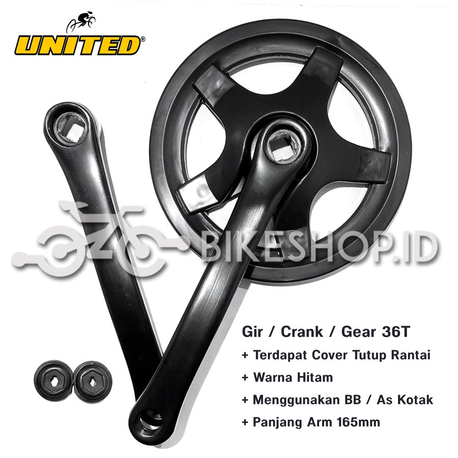 Gir Gear Crank Sepeda 36T As Kotak Warna Hitam XH165 Minion MTB Lipat Fixie Federal  | High Quality