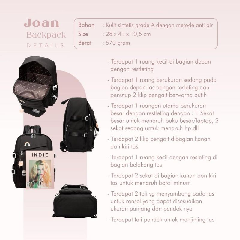 RANSEL WANITA KEKINIAN RANSEL SEKOLAH ANAK PEREMPUAN JIMS HONEY JH JOAN DAN CHIKA BACKPACK MURAH PROMO DISKON KADO ULTAH ANNIVERSARY PACAR ISTRI CEWEK PEREMPUAN UNIK ELEGANT CANTIK MURAH FEMINIM ANAK PEREMPUAN TAS RANSEL LAPTOP WATERPROOF ANTI AIR