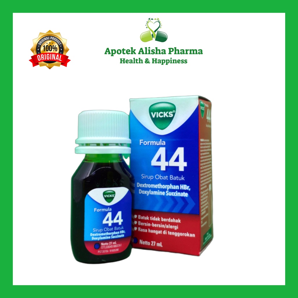 VICKS FORMULA 44 SYRUP 27ml/54ml/100ml-Vicks Formula 44 Sirup Obat Batuk Kering Tidak Berdahak Untuk Dewasa