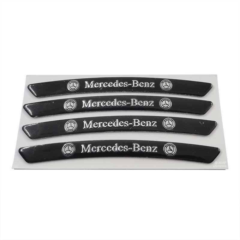 4pcs Stiker Emblem Logo Mercedes Benz Bahan Aluminum Untuk Dekorasi Velg Mobil