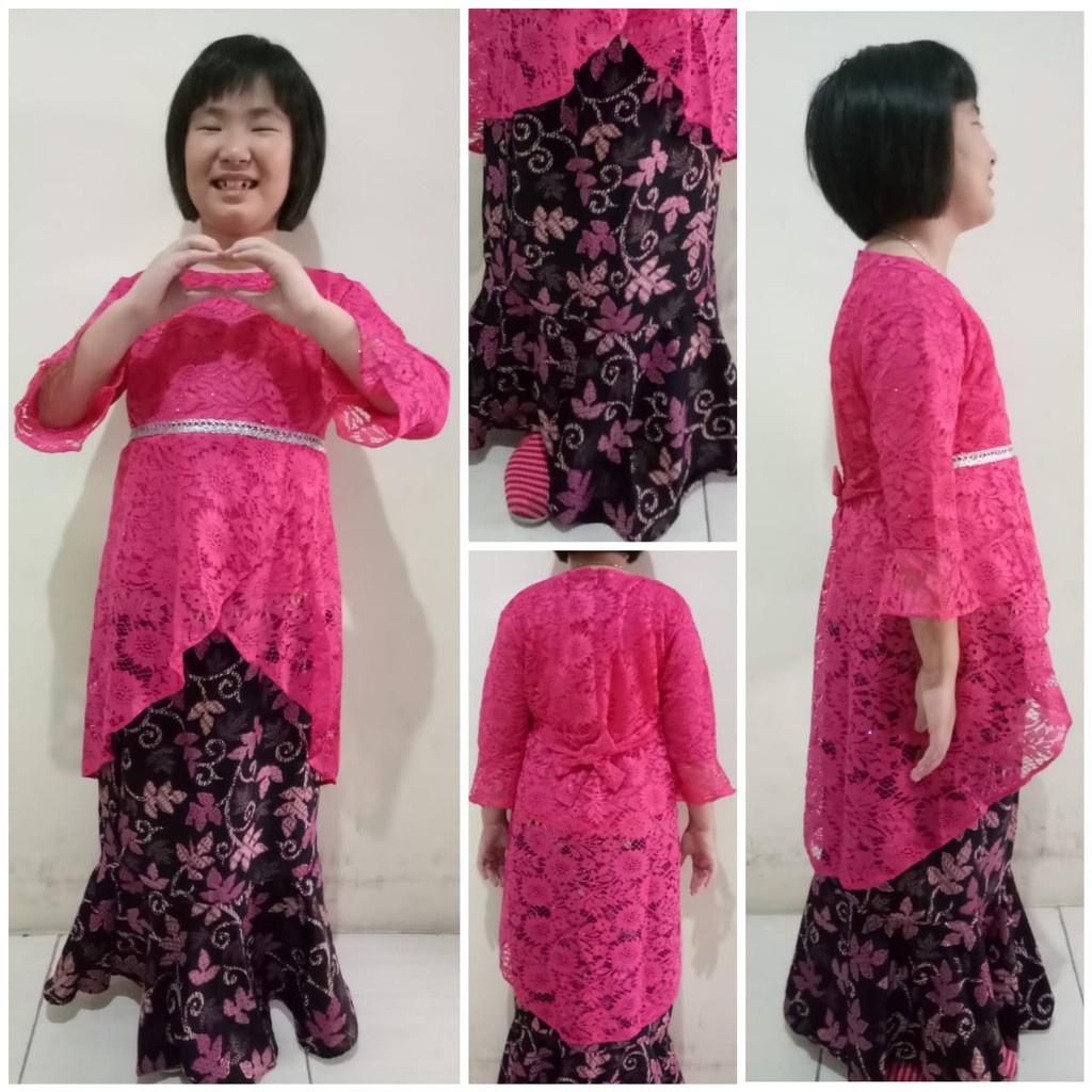 Stelan Atasan Syifa Kebaya Kartini Blouse Brukat Dan Rok Duyung Batik Jumbo Anak Perempuan