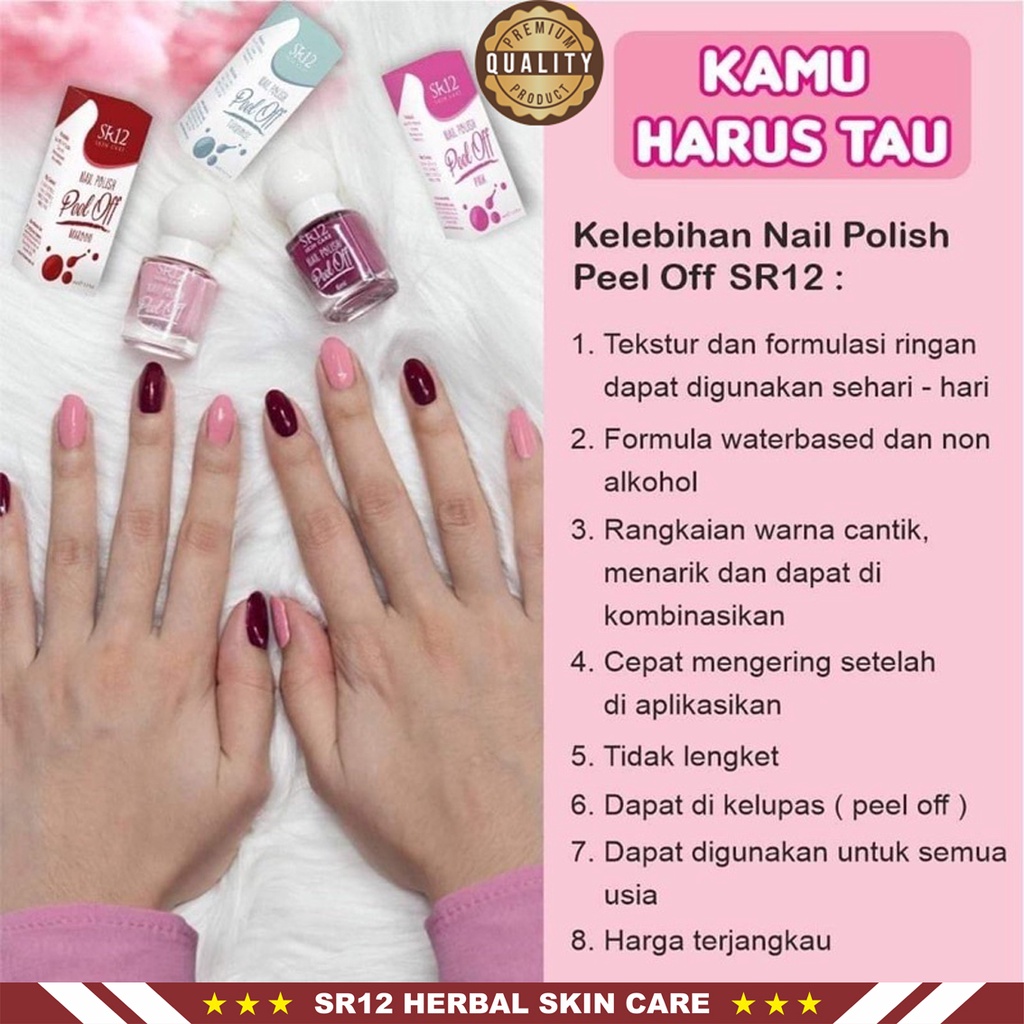 Kutek SR12 - Nail Polish SR12 - Nail Polish Peel Off SR12 - Cat Kuku SR12 Skincare - Kutek Halal