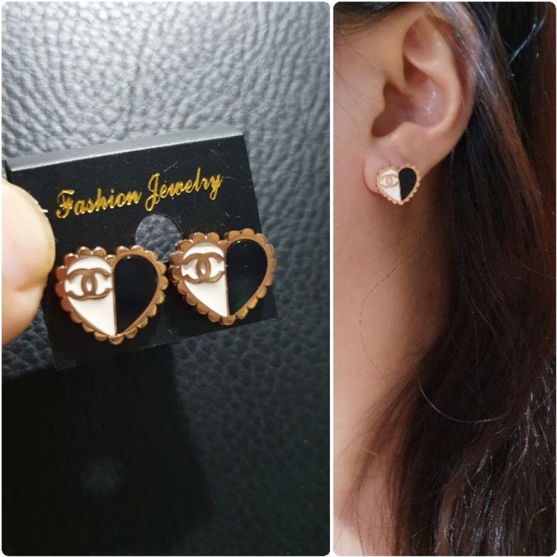 Promo Anting Titanium Premium asli Rosegold channel earring Stainless Steel anti karat anti alergi Ta-0259q