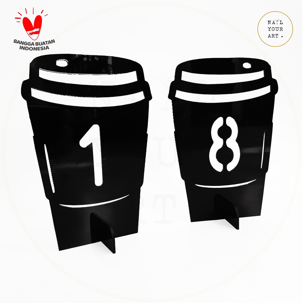 Table Number Set - SIGN NOMOR MEJA AKRILIK - COFFEE CUP