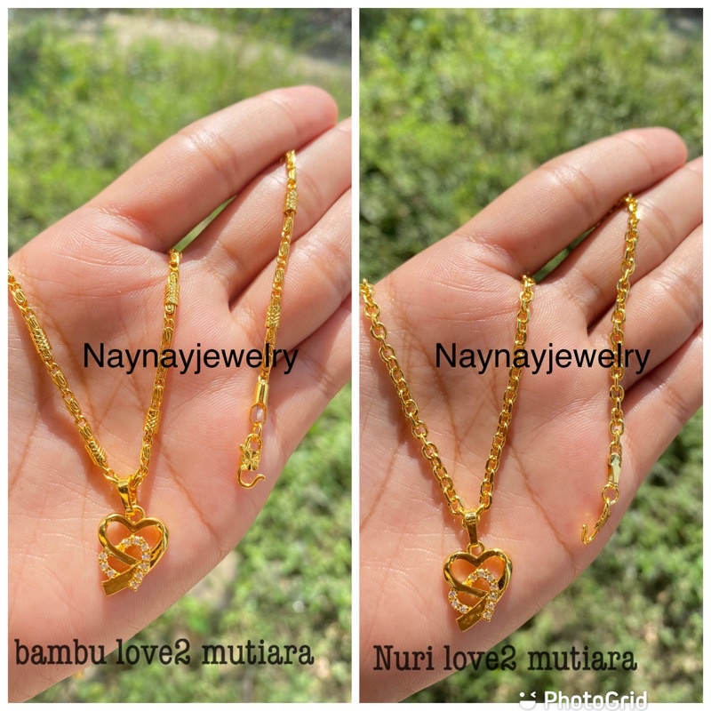 Kalung koin yaxiya warna 24k / beserta liontin love2 mutiara