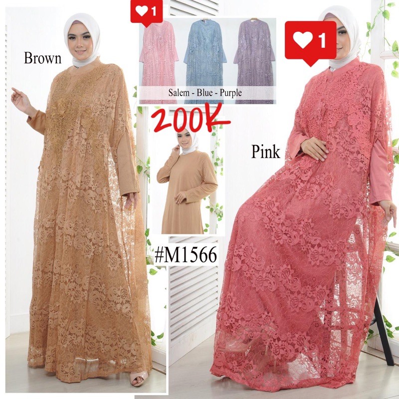 gamis/kaftan full brukat 2baju (inner+outer)