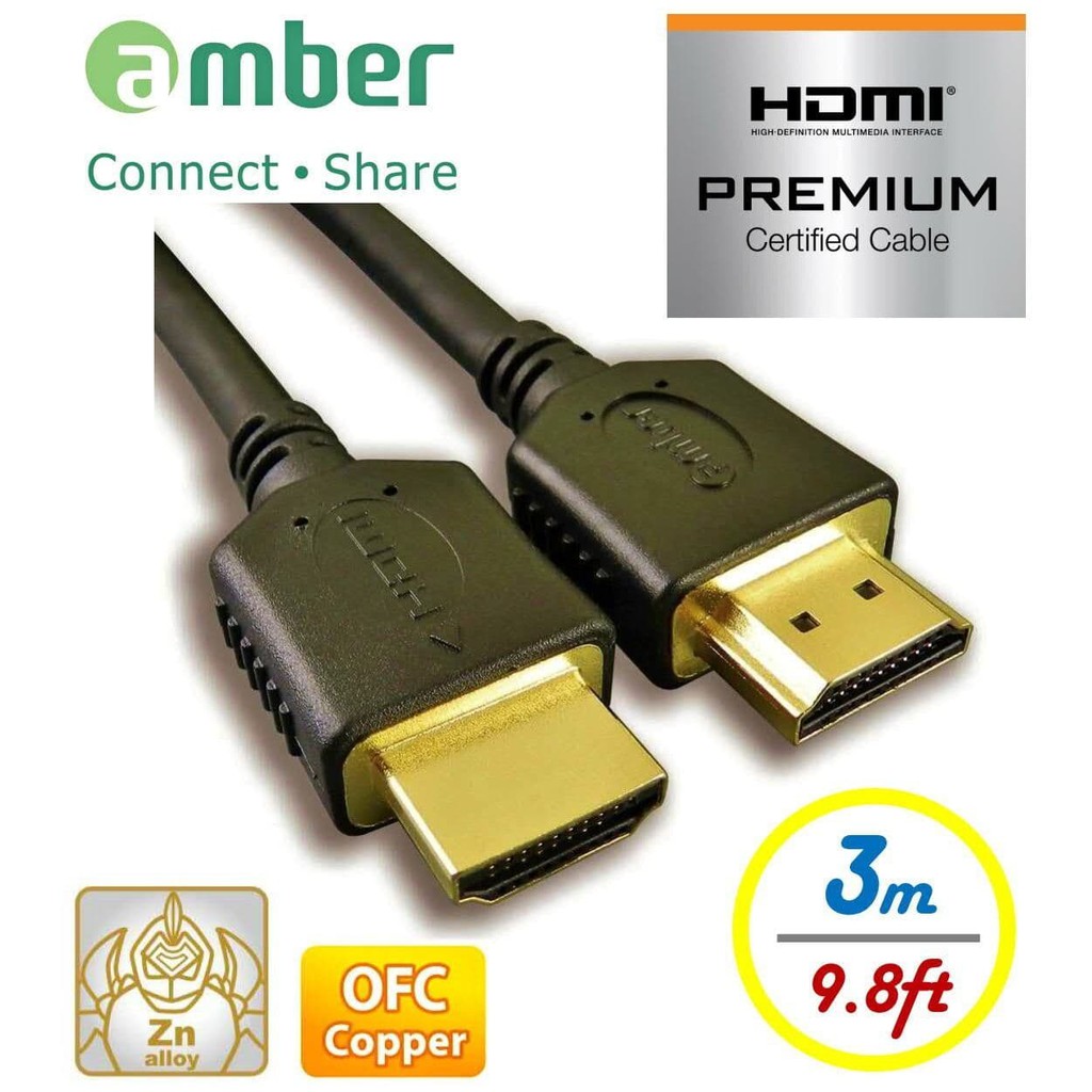 Amber HM2-AA130 - HDMI2.0b Premium 3D Ultra HD,HDMI A To A Cable 3M