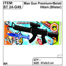 ST24-G49 Mainan Pistol Panjang 67cm Max Gun Premium + Belati Kemasan Set Blister