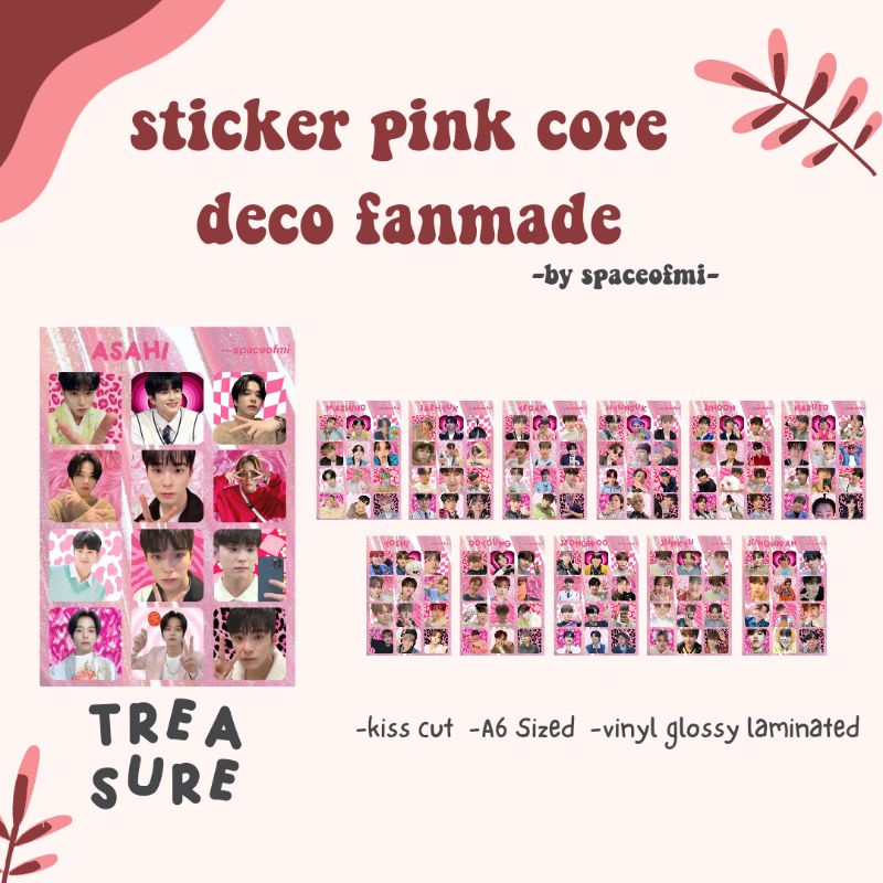 sticker treasure photo sticker pink core deco fanmade | sticker lucu treasure kpop kiss cut by space