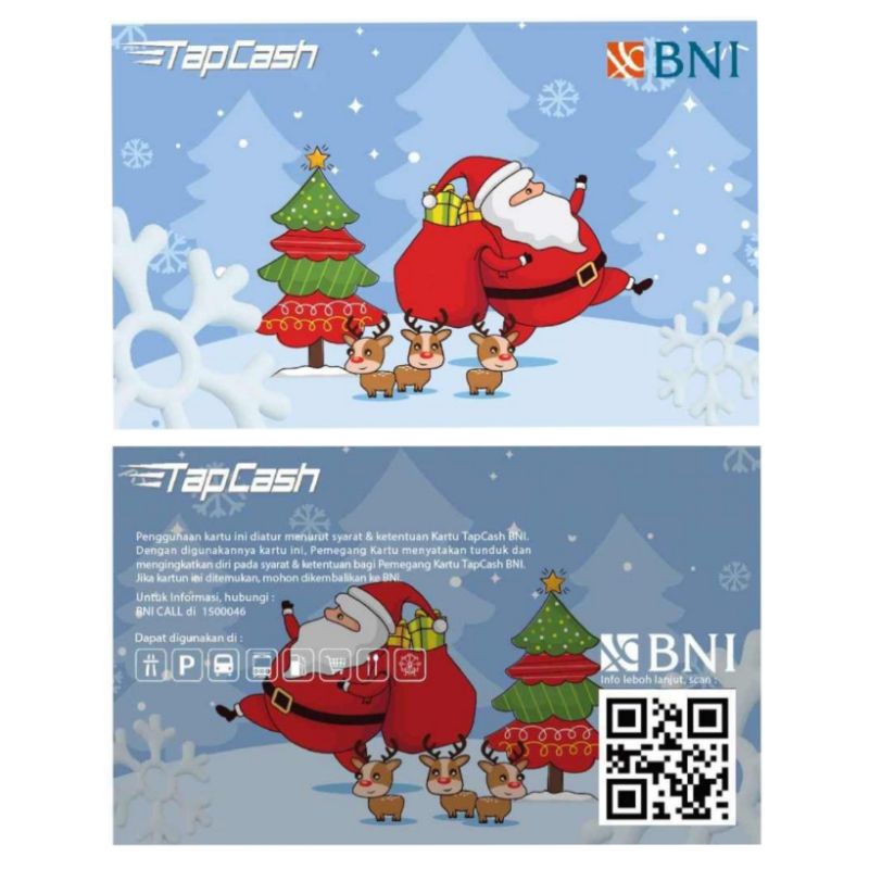 Kartu BNI Tapcash edisi Natal Merry Christmas - Santa Clause Blue Edition