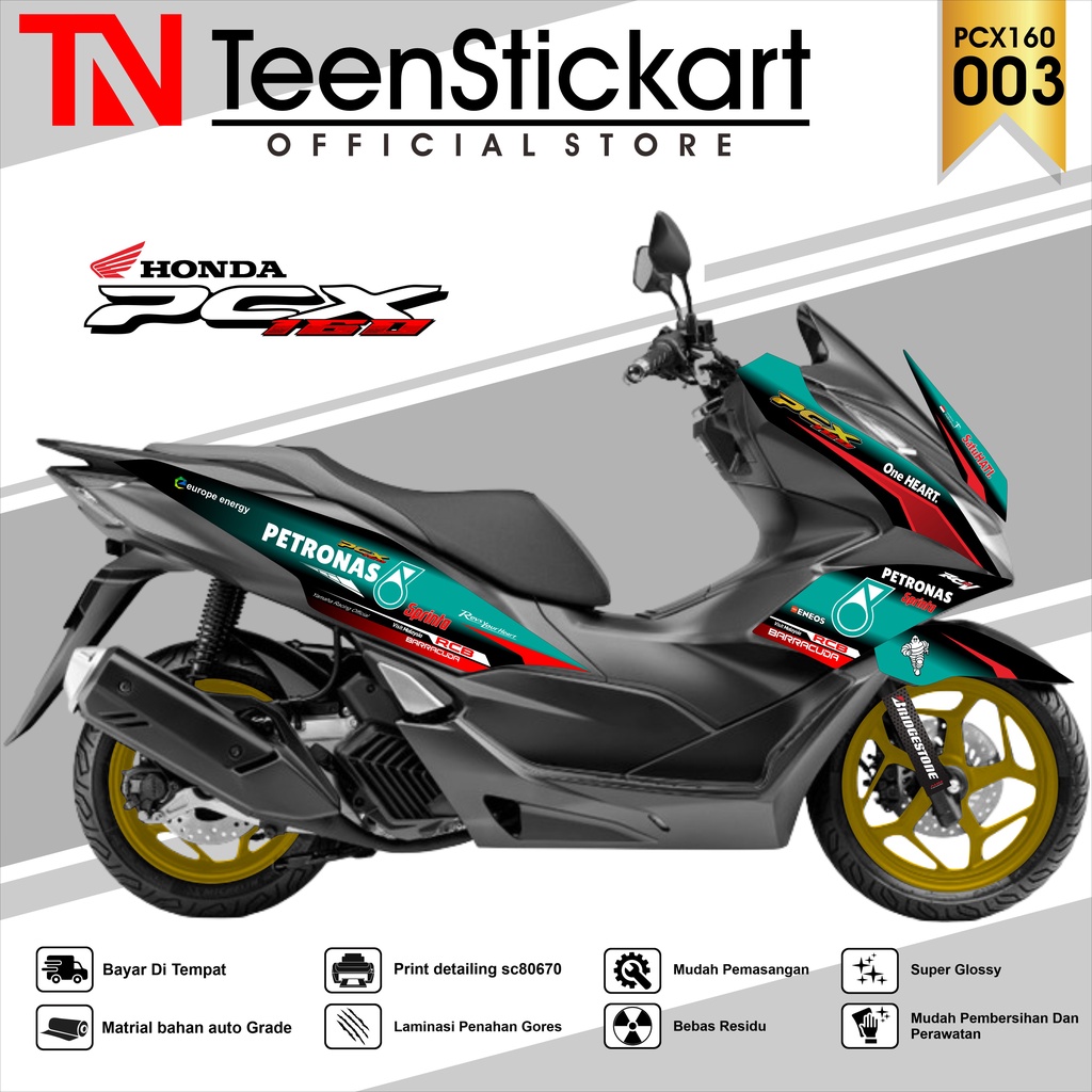 STRIPING PCX 160 2021 -  Striping Hologram Chrome Vynil UV Transparan Variasi HONDA PCX 160 2021 003