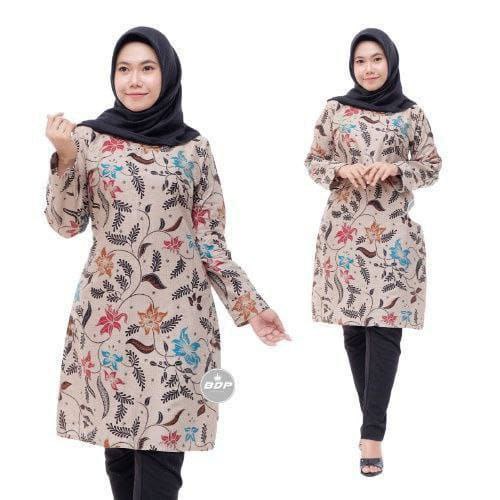 tunik batik sogan pekalongan batik wanita tersedia size S M L XL XXL XXXL