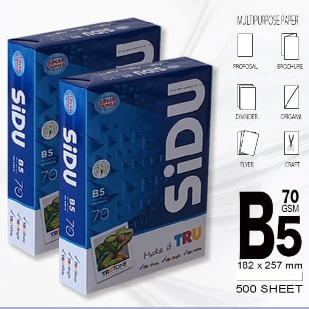 

KERTAS HVS 70GR B5 SINAR DUNIA/SIDU