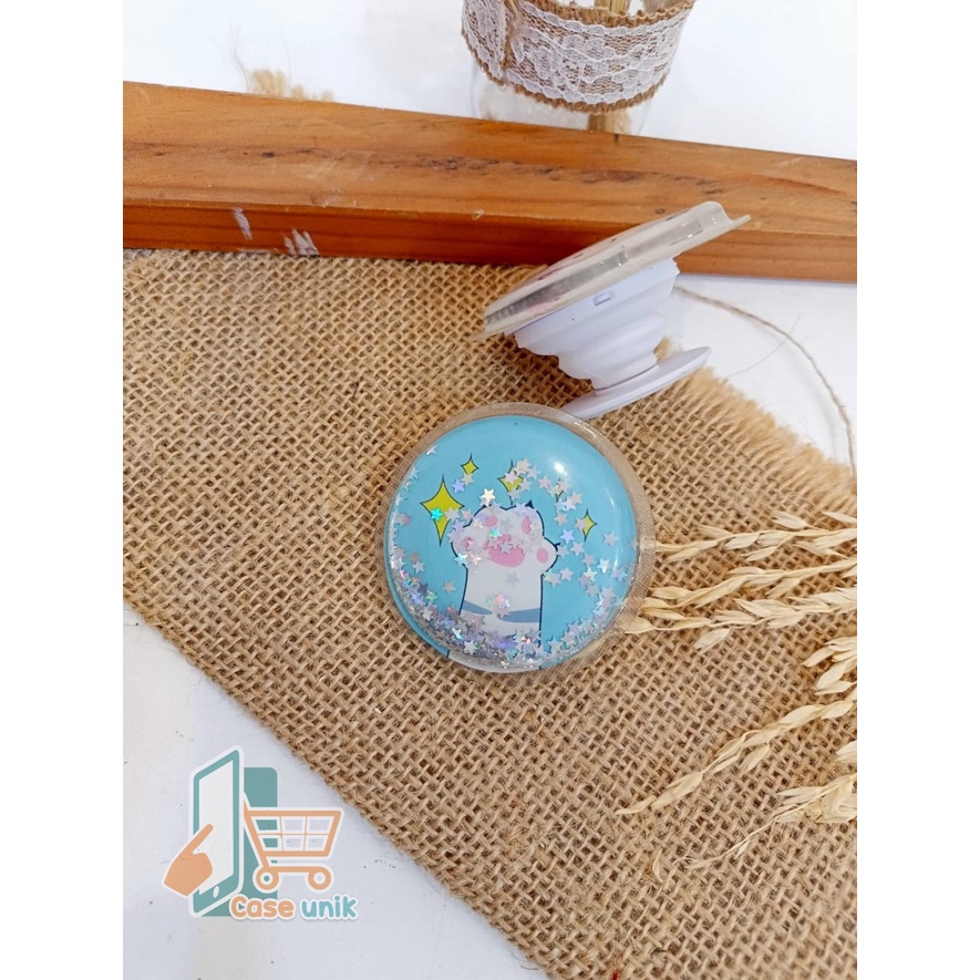 POP SOCKET PHONE STAND HOLDER HP STANDING RINGSTAND WATER GLITTER PHONE STAND HOLDER HP STANDING AKSESORIS  PEGANGAN KARAKTER KARTUN LUCU 3M CS3550