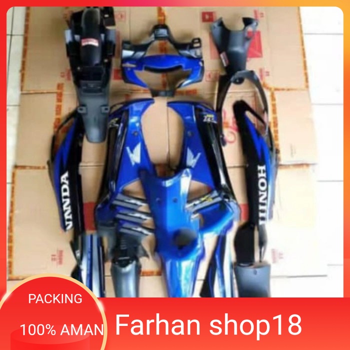Full Bodi Dan Striping Honda Supra X 125 Lama Warna Biru Hitam