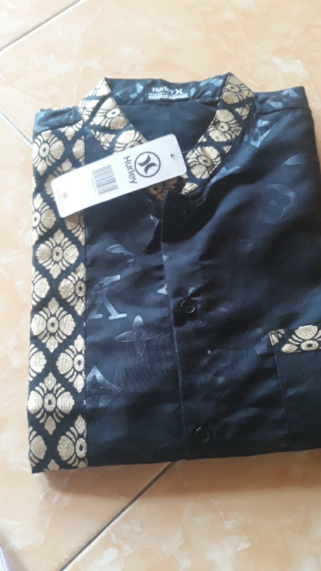 Batik Kemeja Pria Lengan Pendek  Motif Slempang Abu Hitam Alkhalis