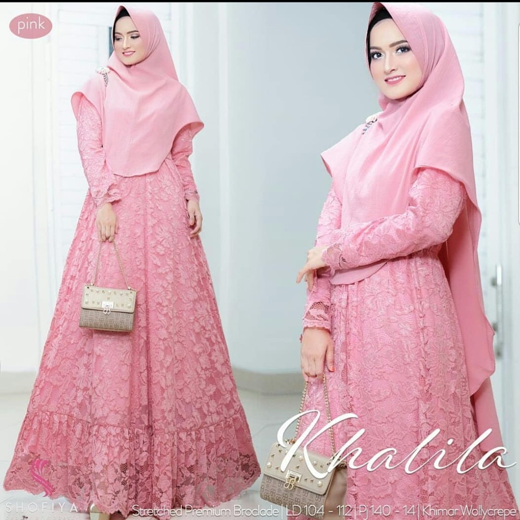 NEW KHALILA KHALIFA DRESS SYARI SET KHIMAR BROKAT PREMIUM