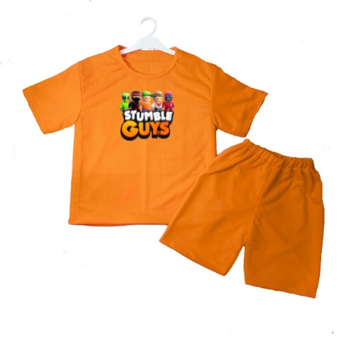 Setelan Kaos Anak STUMBLE  Oblong Pendek + Celana Size S - L/Set Anak