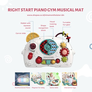 Right Start Double Sided Piano Gym Mat Baby Playgym Playmat Sensory Musical Rattle - Mainan Karpet Anak Bayi Lampu Lagu Musik-4