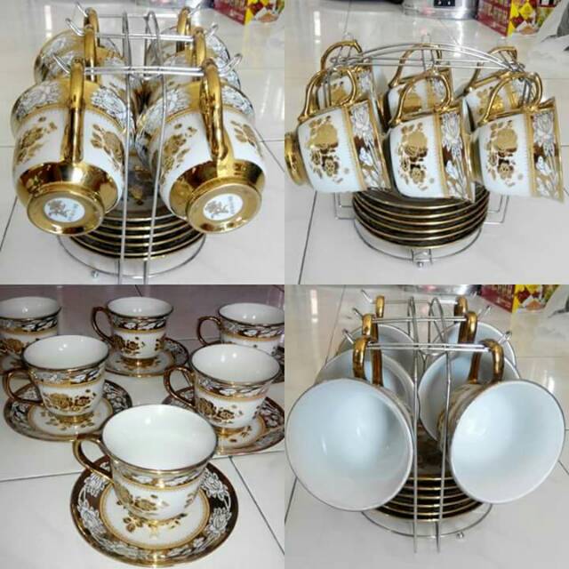 Tea set keramik Motif Emas