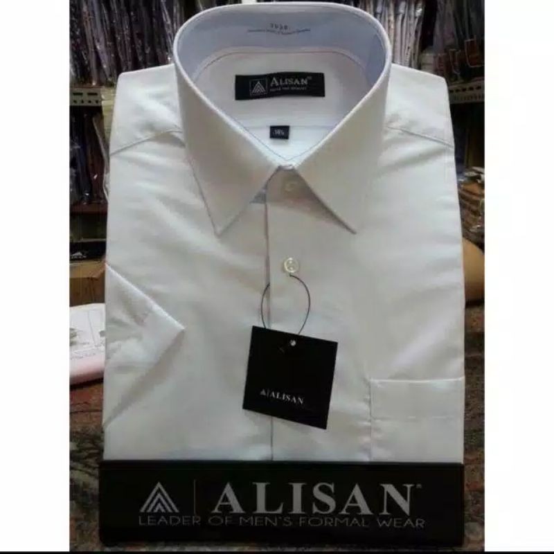 KEMEJA ALISAN PUTIH TANGAN PENDEK & WARNA 14.5-17.5 REGULAR | KEMEJA ALISAN JUMBO | KEMEJA ALISAN BE