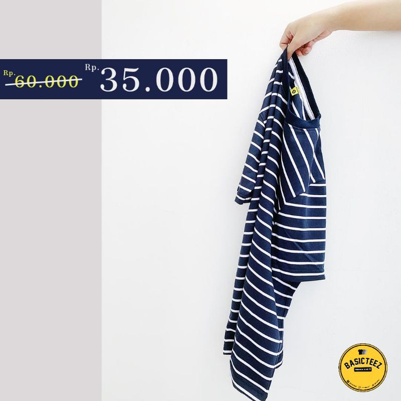 KAOS STRIPE DOMINAN NAVY, COTTON PREMIUM