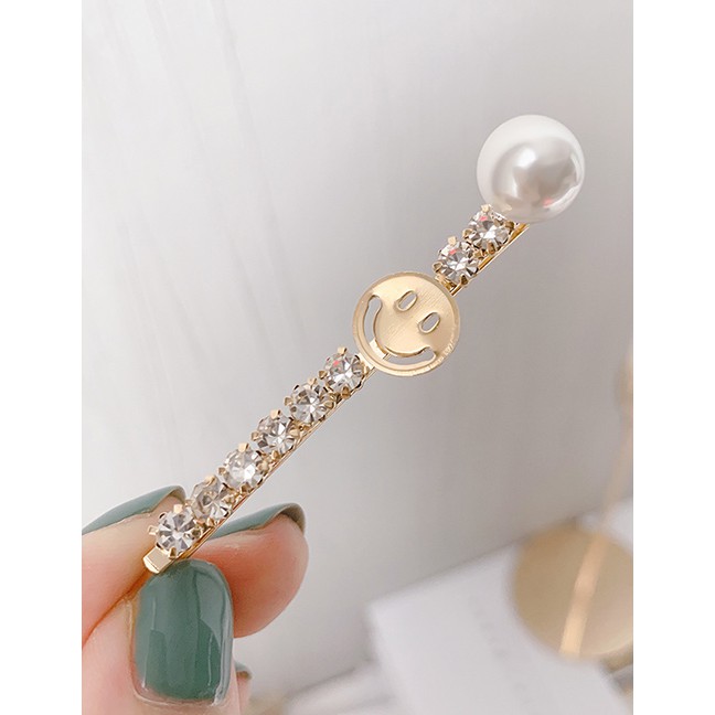 LRC Jepit Rambut Fashion Smile A Imitation Pearl Rhinestone Clip F51185