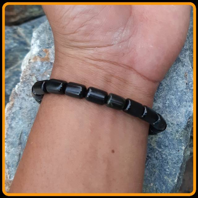 Promo Gelang Natural Black Jade Tabung 7mm Super Terapi