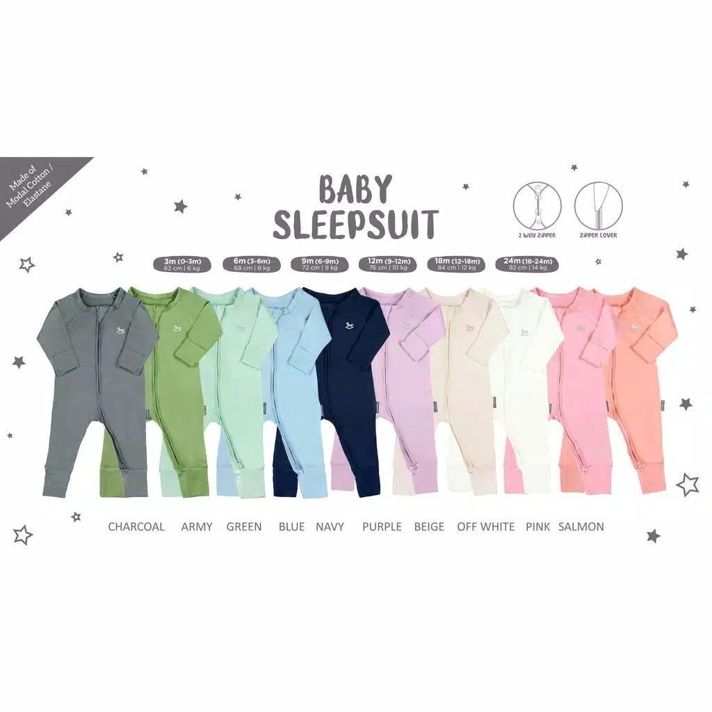 SLEEPSUIT BAJU TIDUR BAYI - Little Palmerhaus Baby Sleepsuit With 2 Way Zipper LENGAN PANJANG