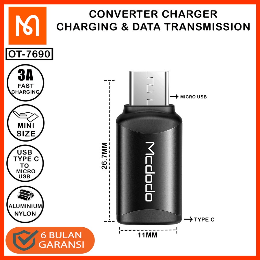 MCDODO OT-7690 Converter Otg Type C To Micro Usb Fast Charging 3A Otg Micro To Type C Adapter Micro Type C