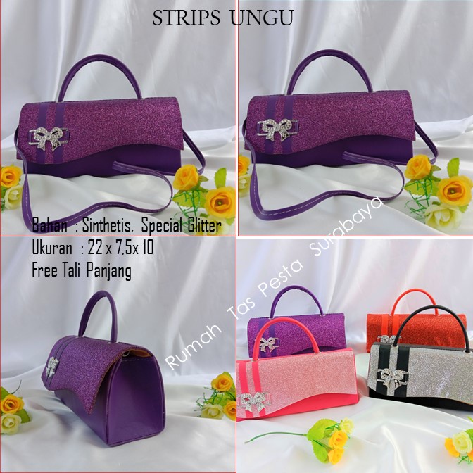 Tas Satin,Tas Clutch,Tas Seserahan,STRIPS UNGU