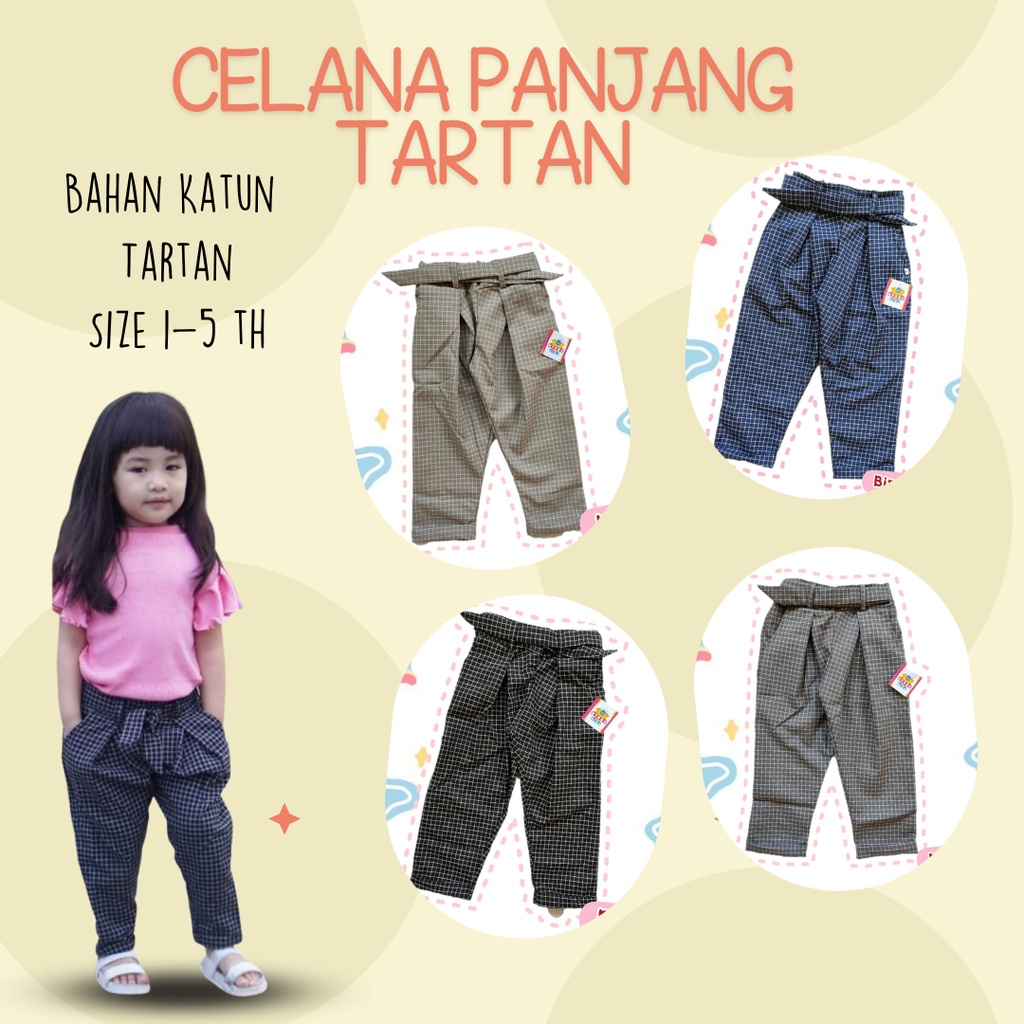 Celana Tartan Anak Perempuan Size 2 3 4 5t h | Celana Panjang Anak Perempuan | Celana Kotak Anak Per