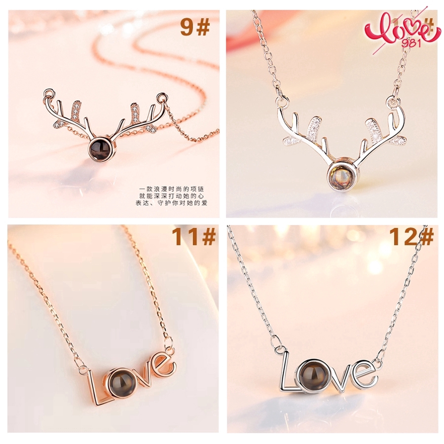 Kalung Rantai Klavikula Pendek Liontin 100 Bahasa Love You