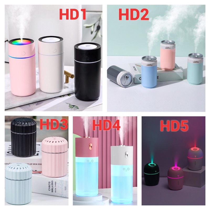 Humidifier diffuser pelembab udara dengan lampu LED warna warni penghias meja lampu tidur