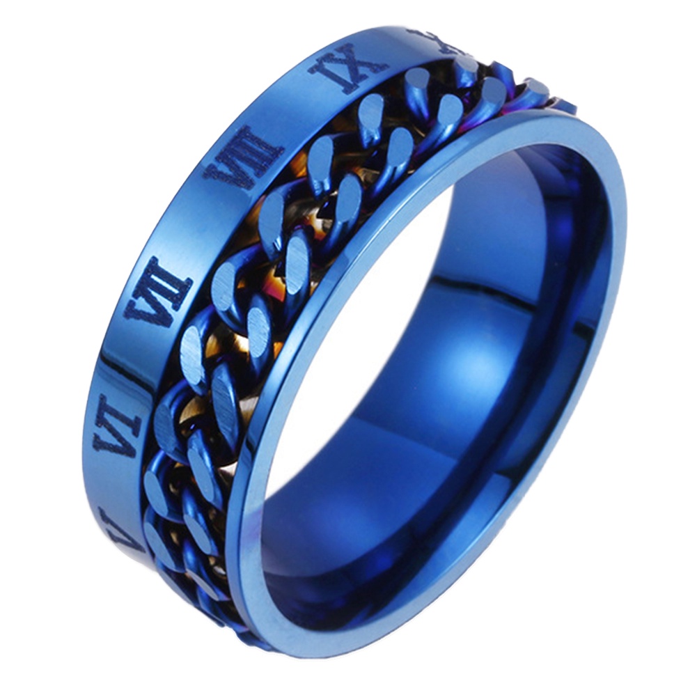 Huluboy Cincin Titanium Steel Model Rantai Twist Angka Romawi Untuk Unisex / Pria / Wanita