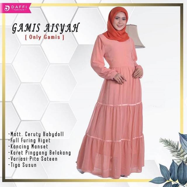 GAMIS AISYAH BY DAFFI 👍 GAMIS CERUTTY BABY DOLL FULL FURING BISA BUSUI