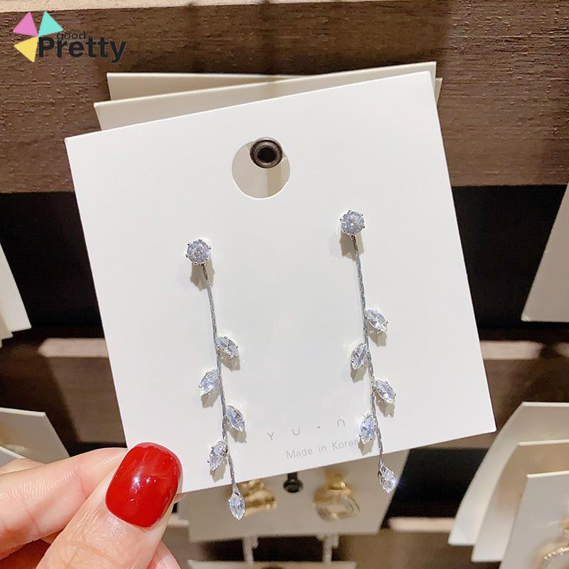 S925 Silver Willow Earrings Wanita Temperamen Anting Rumbai Panjang Sederhana - PD