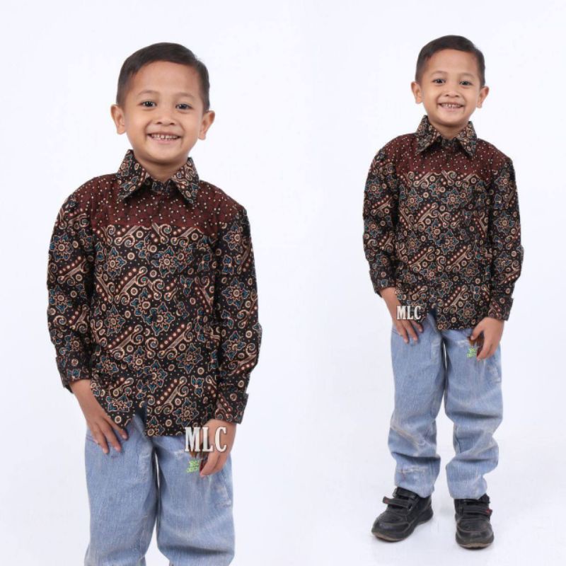 Baju batik anak laki-laki lengan panjang umur 2-13 tahun bisa buat sekolah hari batik