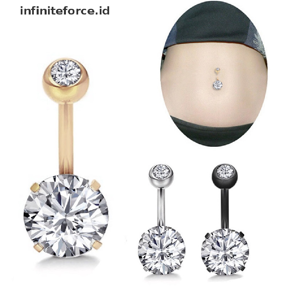 Infiniteforce.id Cincin Tindik Pusar Hias Kristal Berlian Imitasi Untuk Wanita