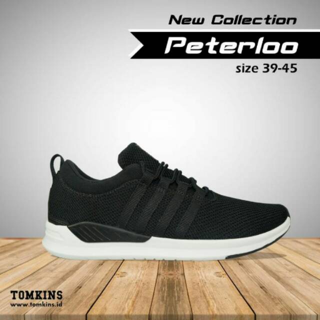 Sepatu Tomkins PETERLOO Black White untuk Pria ukuran 39-45