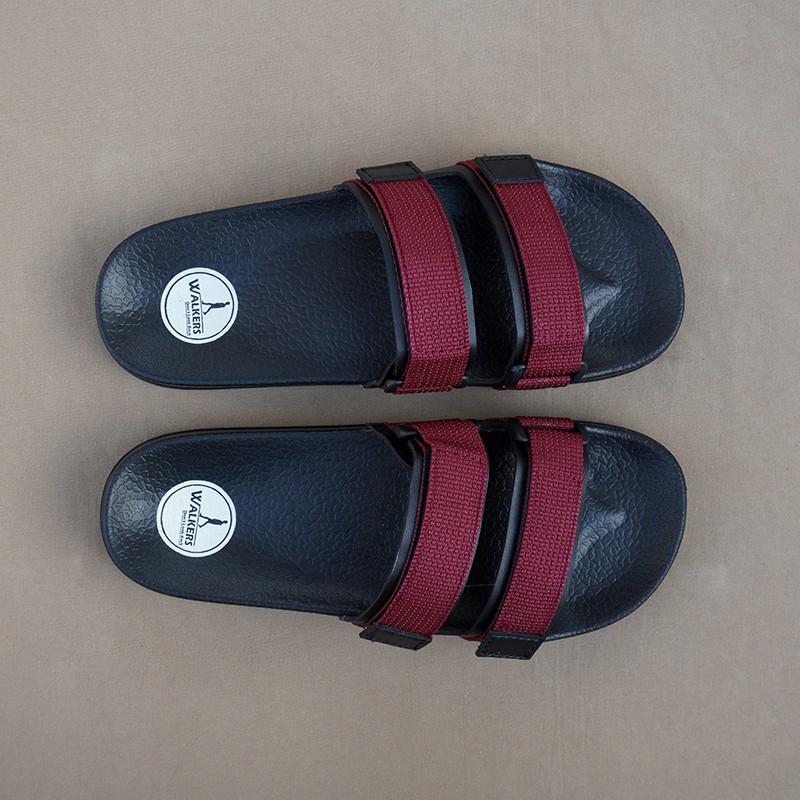 Sandal Slide Pria Sandal Walkers Weber Maroon sandal slop sendal Santai Sendal Casual Harian Cowok