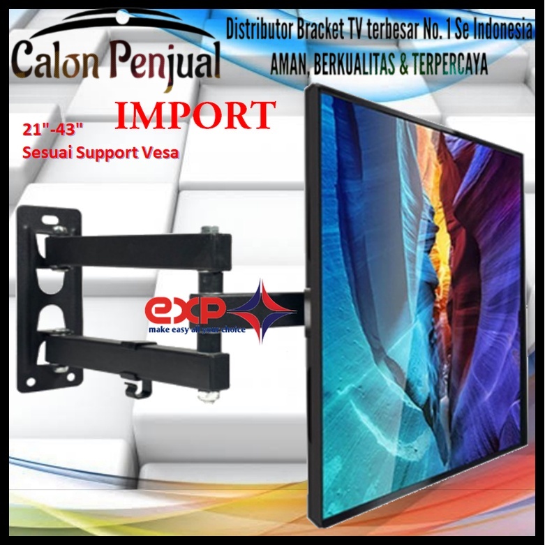 Bracket TV POLYTRON 14 s/d 43 inch 6 ARAH FULL BESI SUPER KOKOH GARANSI 100% ORI