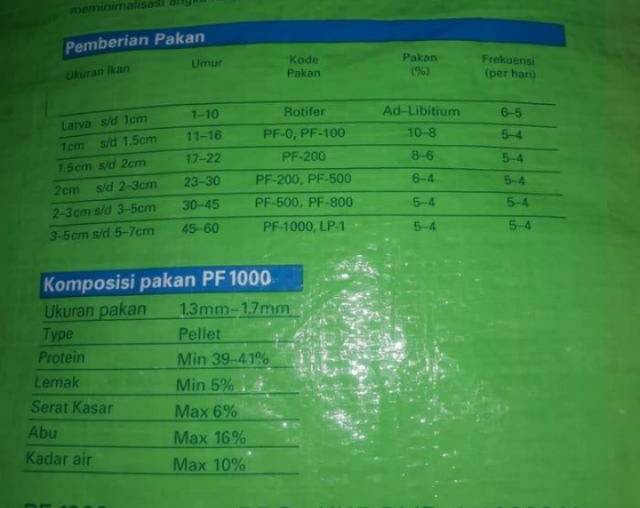 Pf1000 PELET BENIH IKAN PF 1000 ECERAN cupang molly lele